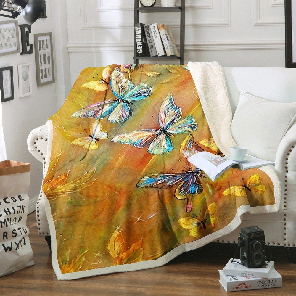 Butterfly Sherpa Fleece Blanket