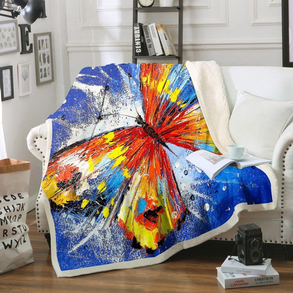 Butterfly Sherpa Fleece Blanket