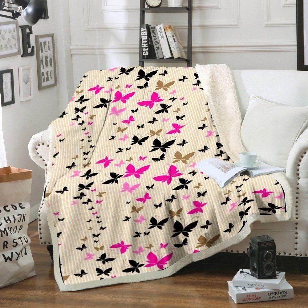 Butterfly Sherpa Fleece Blanket