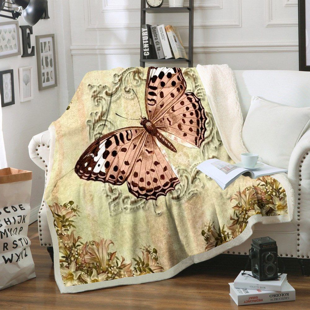 Butterfly Sherpa Fleece Blanket