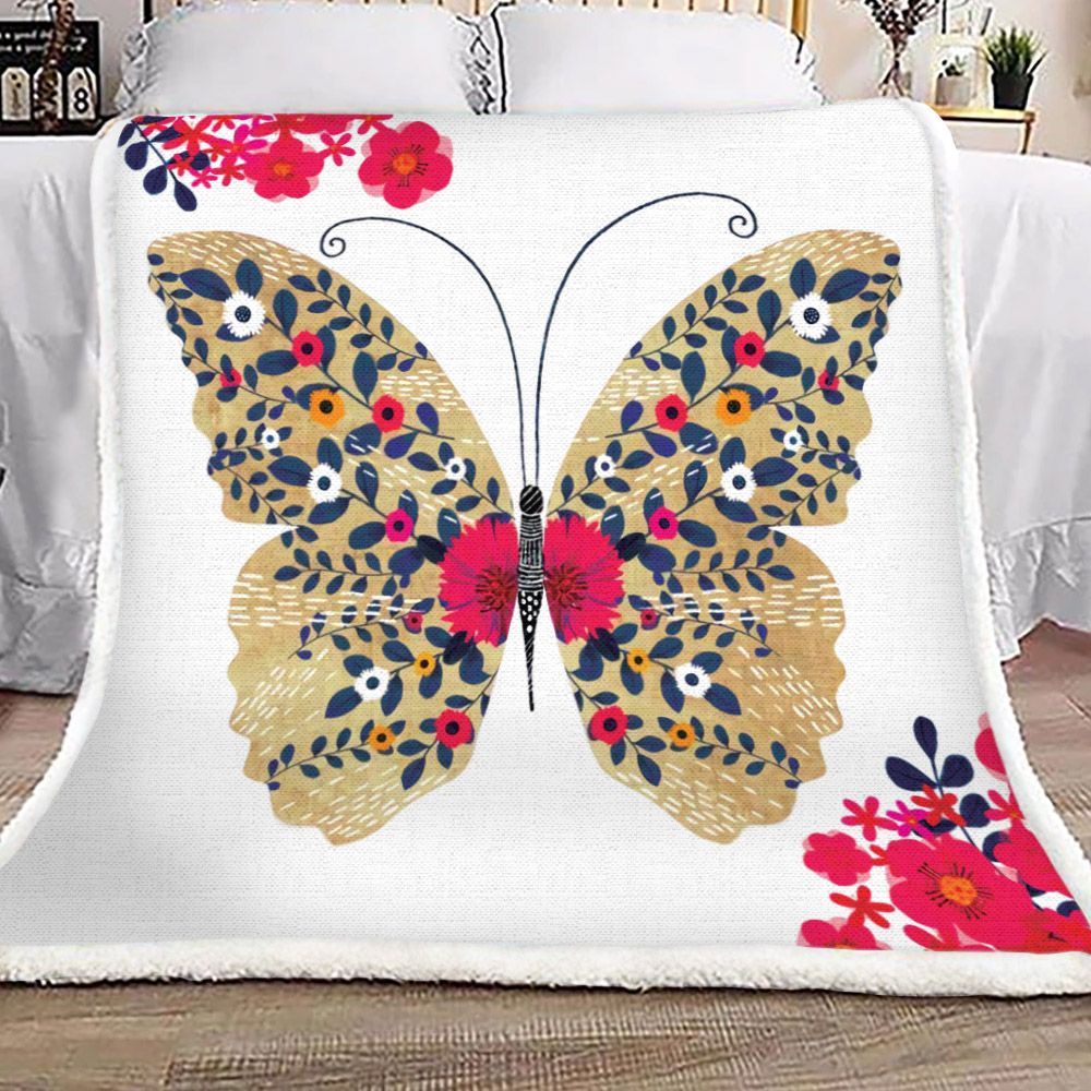 Butterfly Sherpa Fleece Blanket