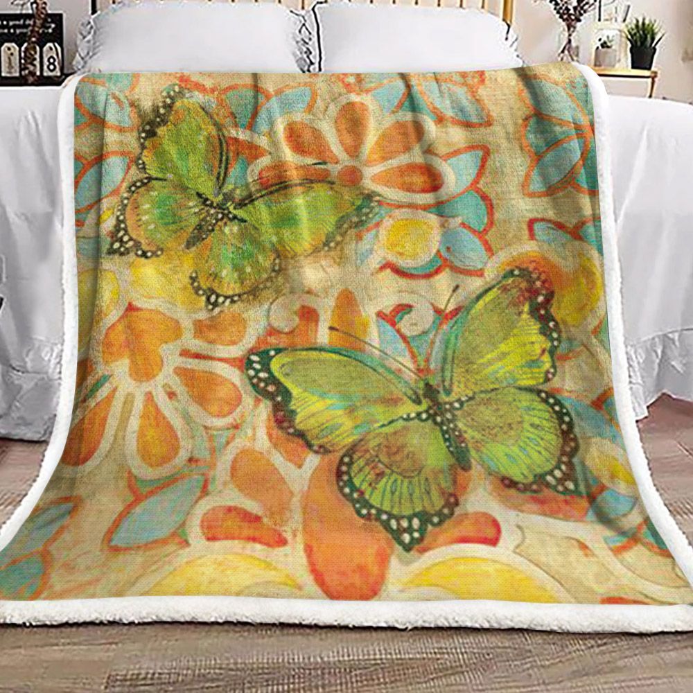Butterfly Sherpa Fleece Blanket