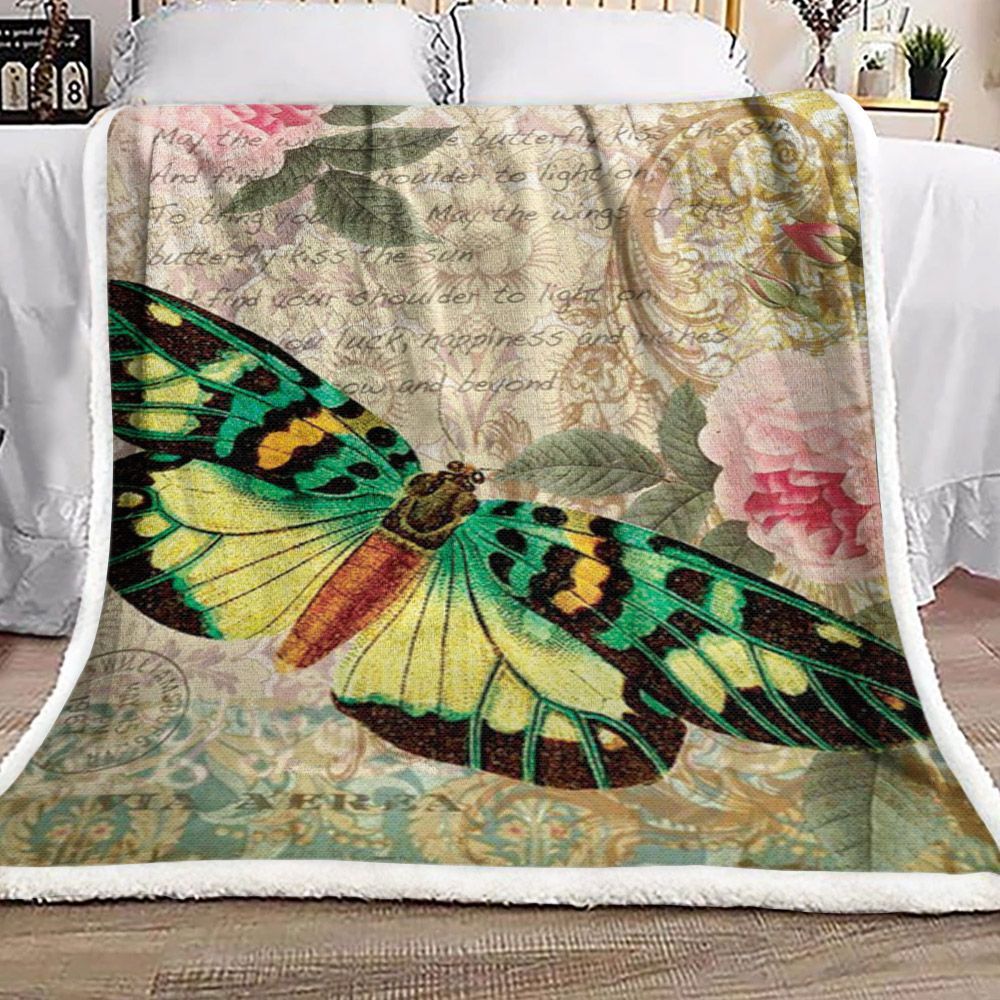 Butterfly Sherpa Fleece Blanket
