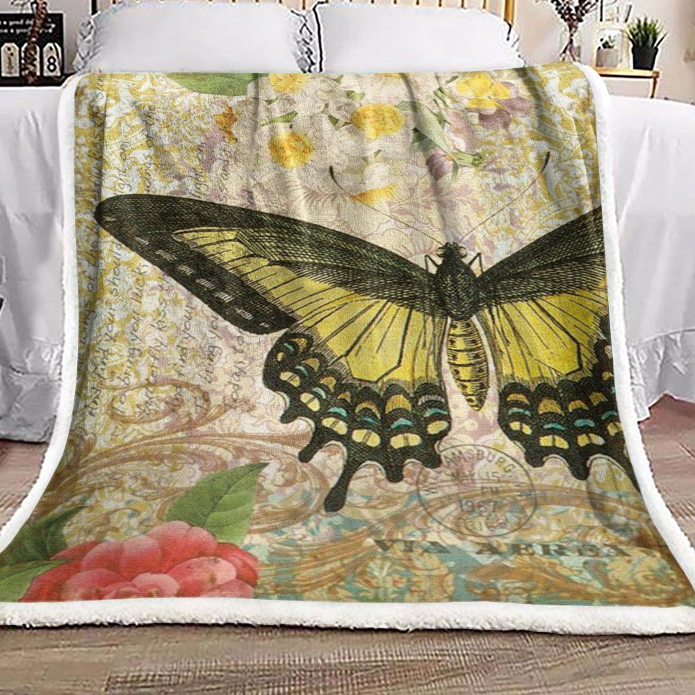 Butterfly Sherpa Fleece Blanket