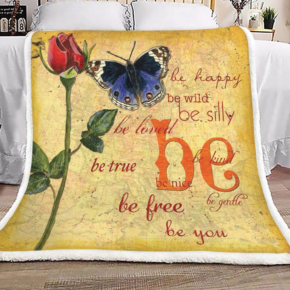 Butterfly Sherpa Fleece Blanket