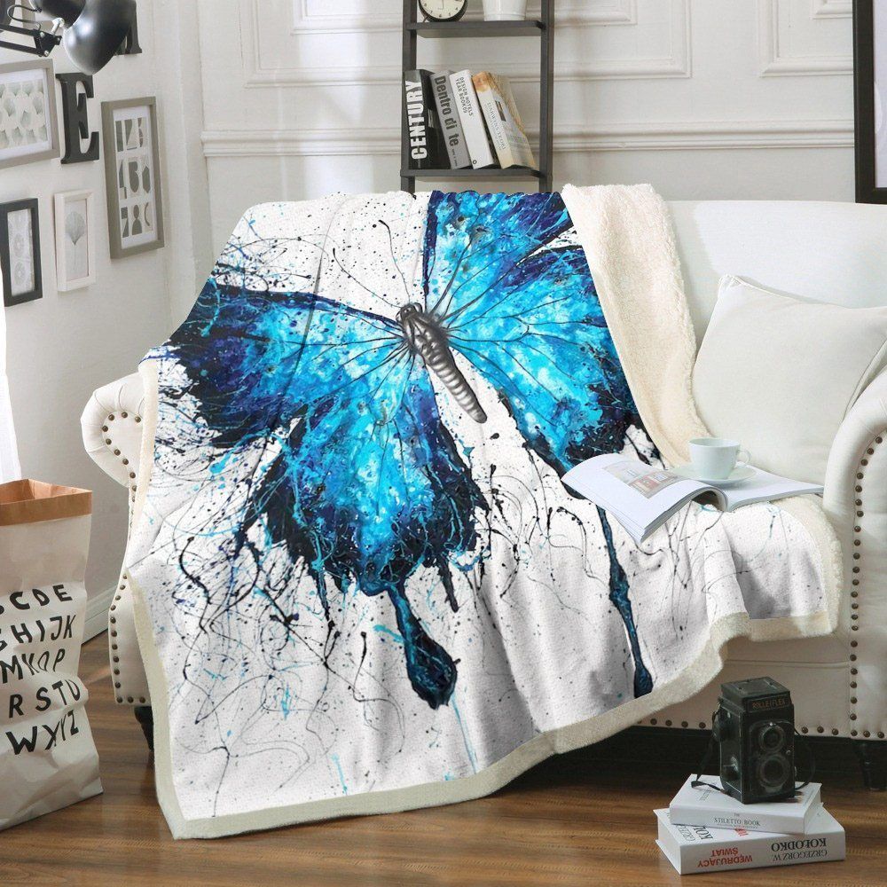 Butterfly Sherpa Fleece Blanket