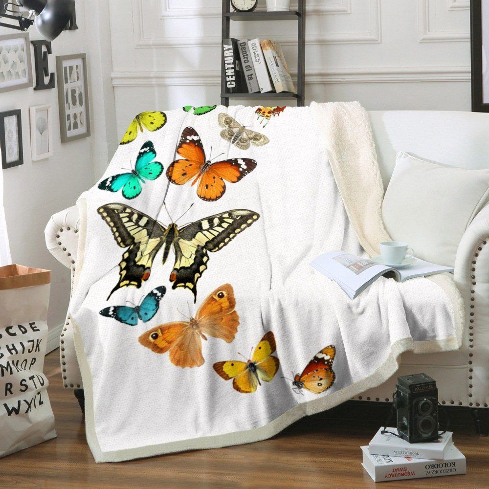 Butterfly Sherpa Fleece Blanket