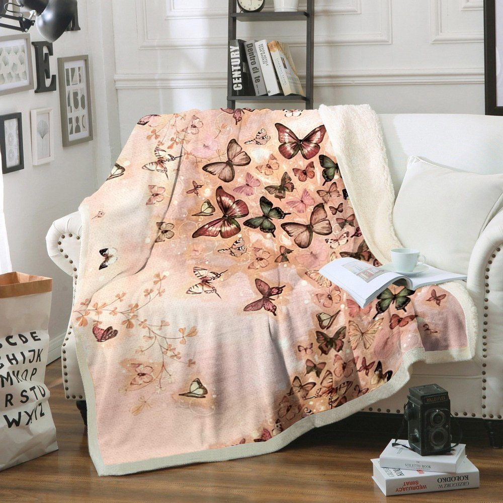 Butterfly Sherpa Fleece Blanket