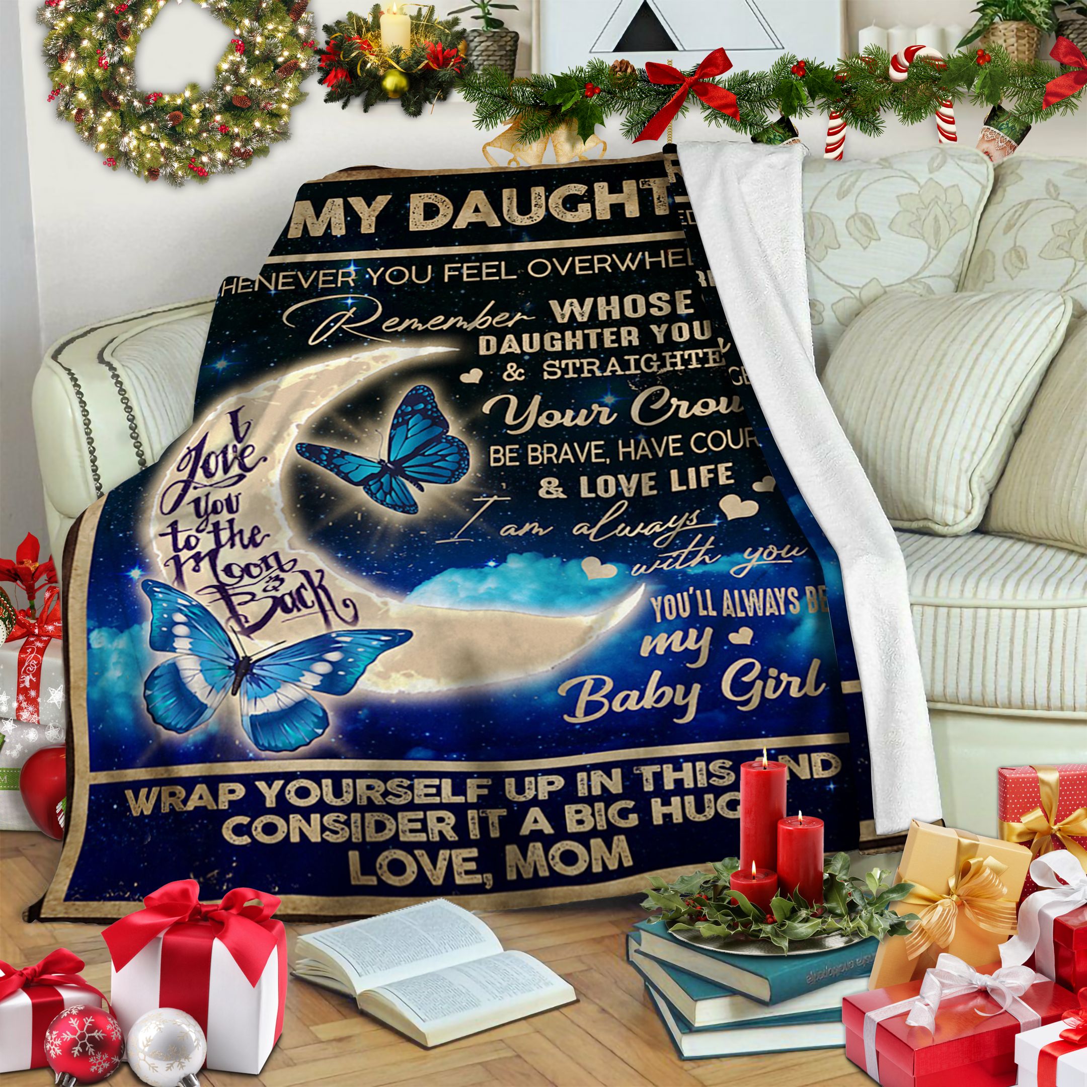 Butterfly Mom To Daughter Fleece Blanket