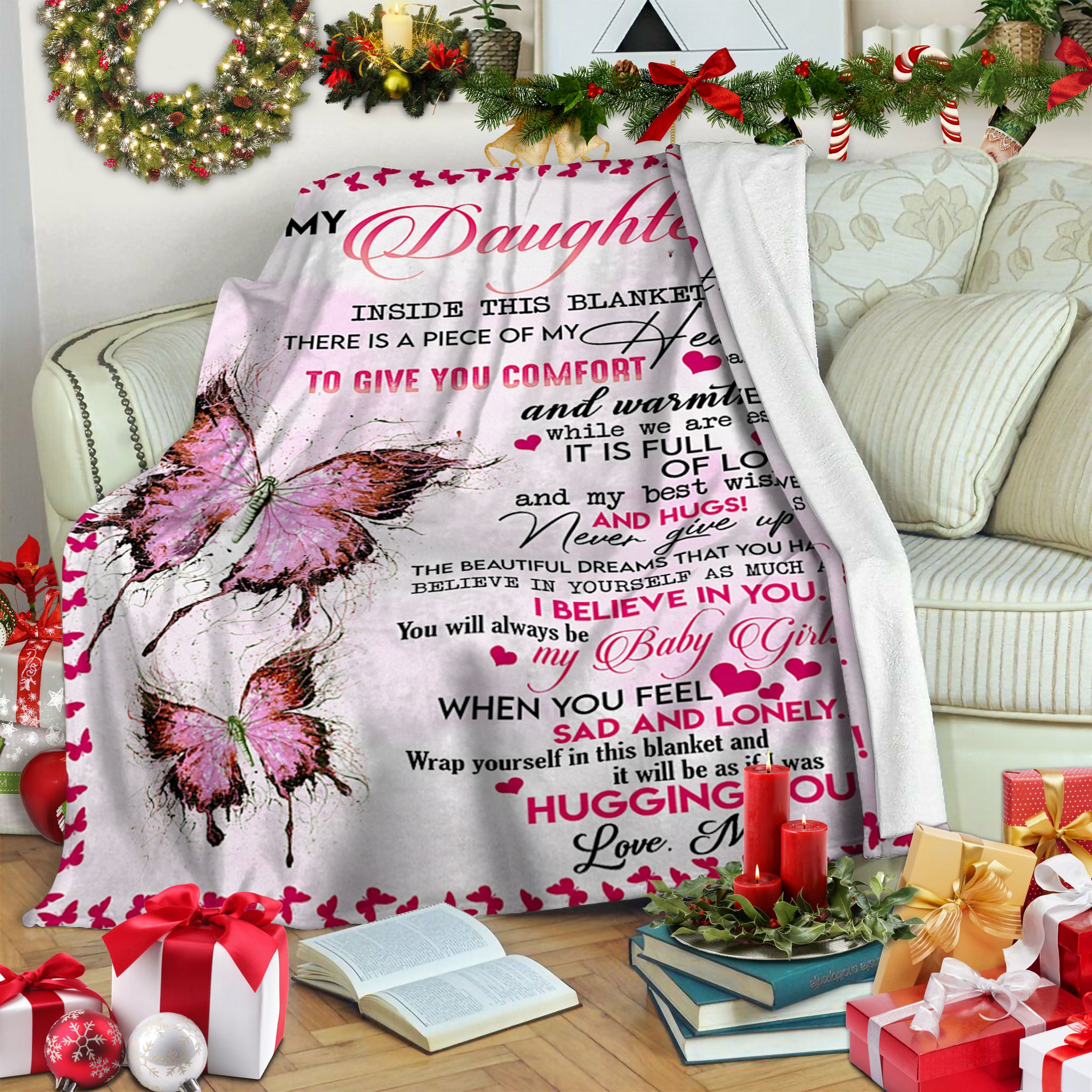 Butterfly Mom To Daughter Fleece Blanket