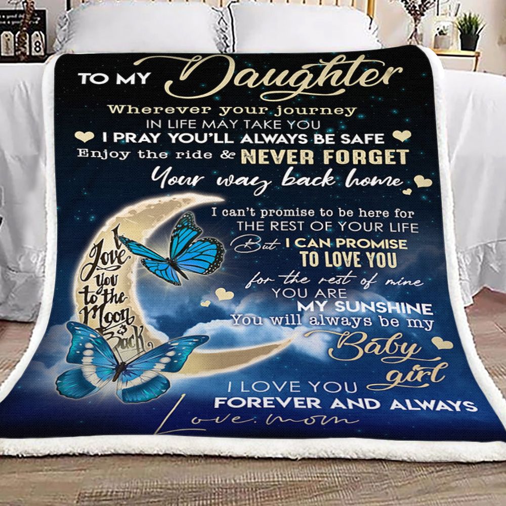 Butterfly Mom To My Daughter Fleece Blanket
