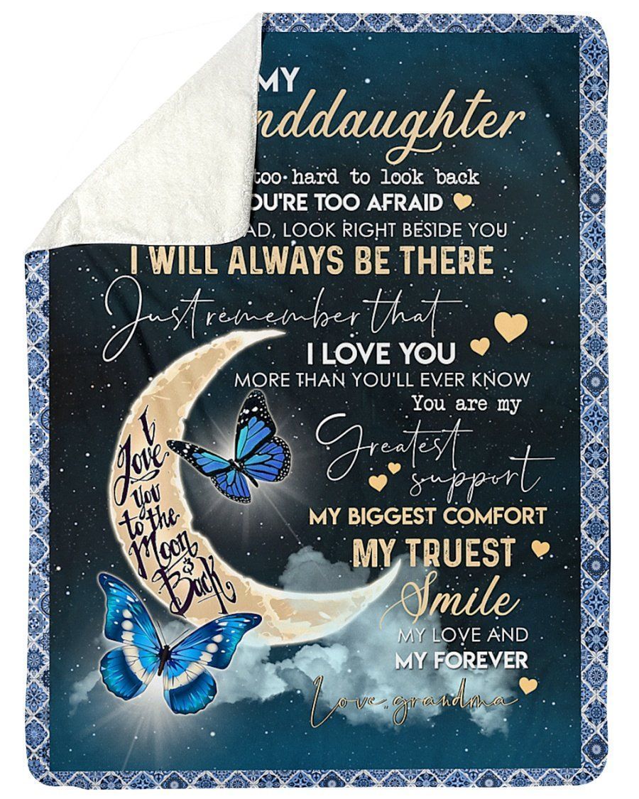 Butterfly Moon Grandma To Granddaughter Sherpa Fleece Blanket