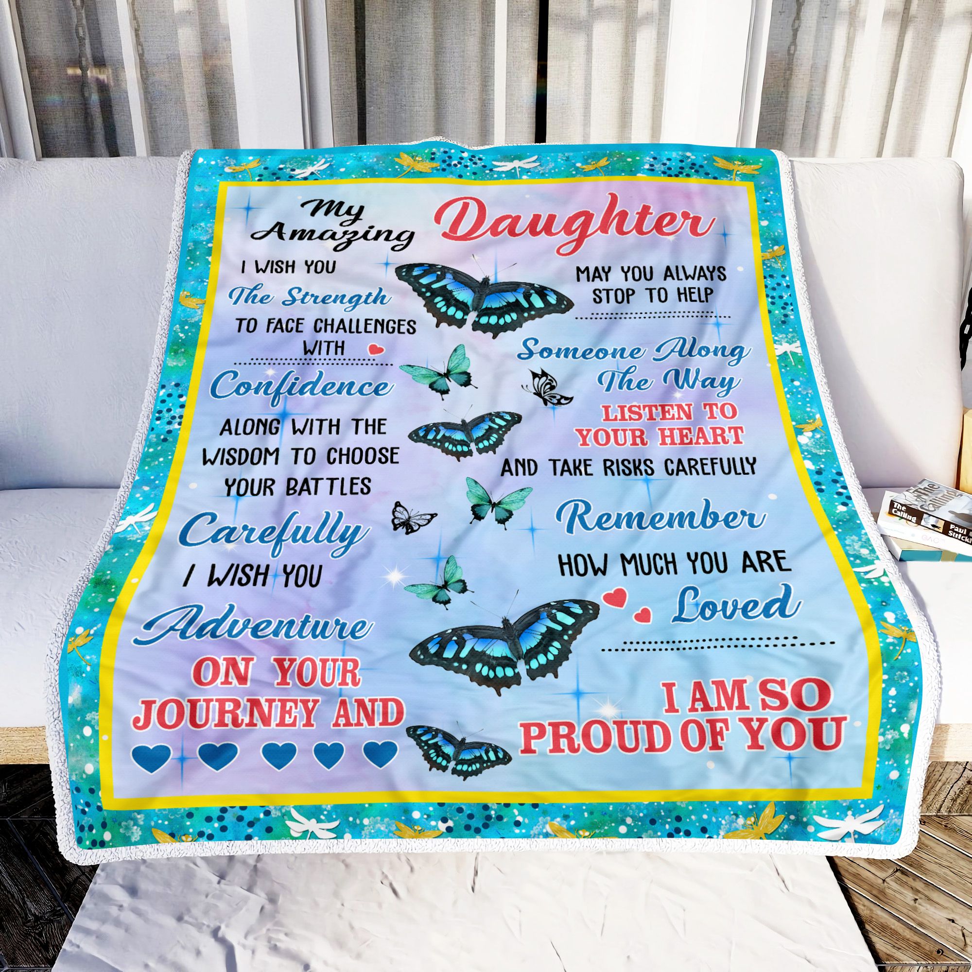Butterfly My Amazing Daughter Fleece Blanket