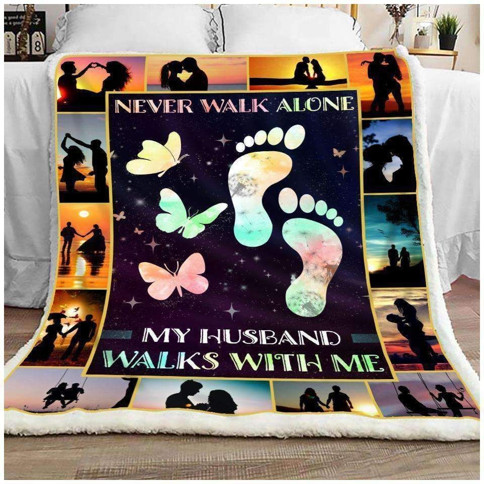 Butterfly My Husband Walks With Me Sherpa Fleece Blanket