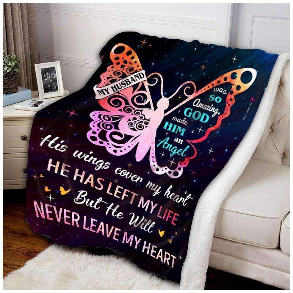 Butterfly My Husband Was So Amazing Sherpa Fleece Blanket
