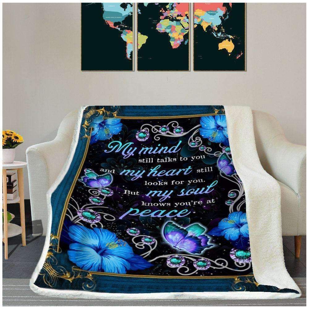 Butterfly My Mind Still Talks To You Sherpa Fleece Blanket