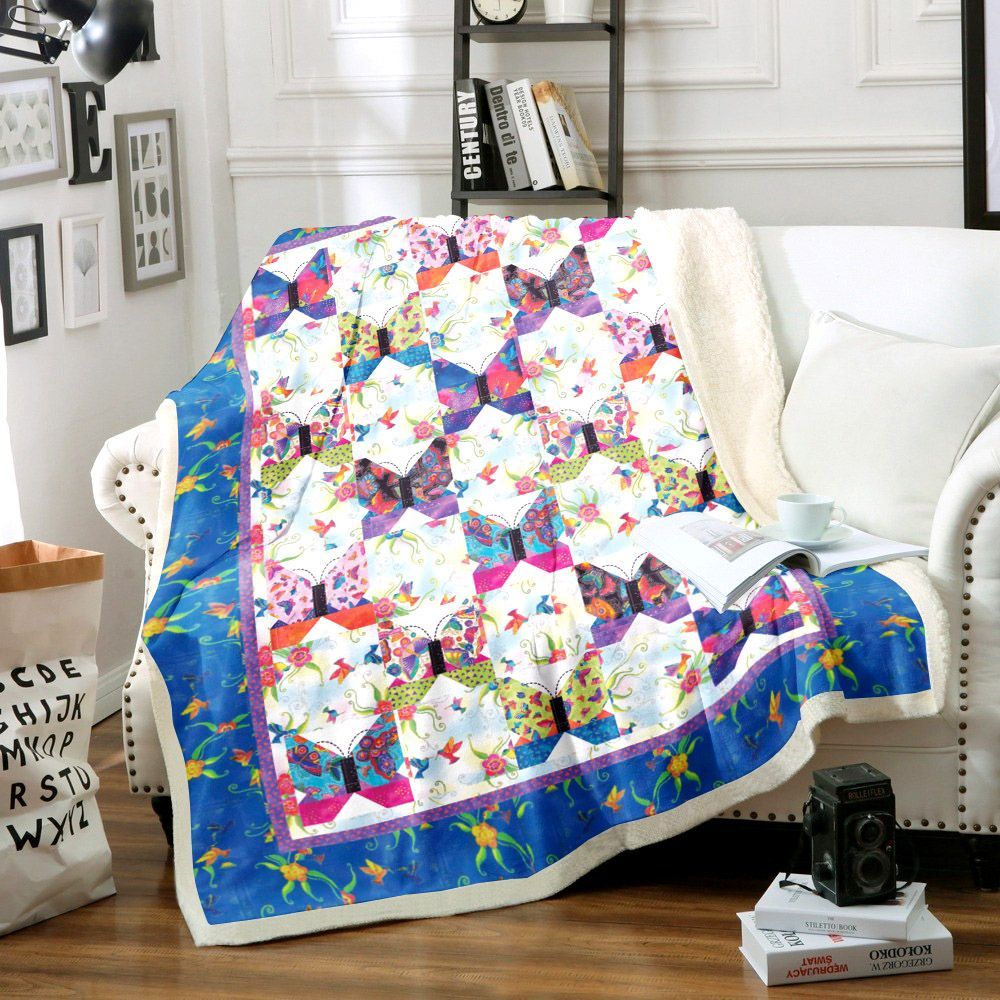 Butterfly Sherpa Fleece Blanket