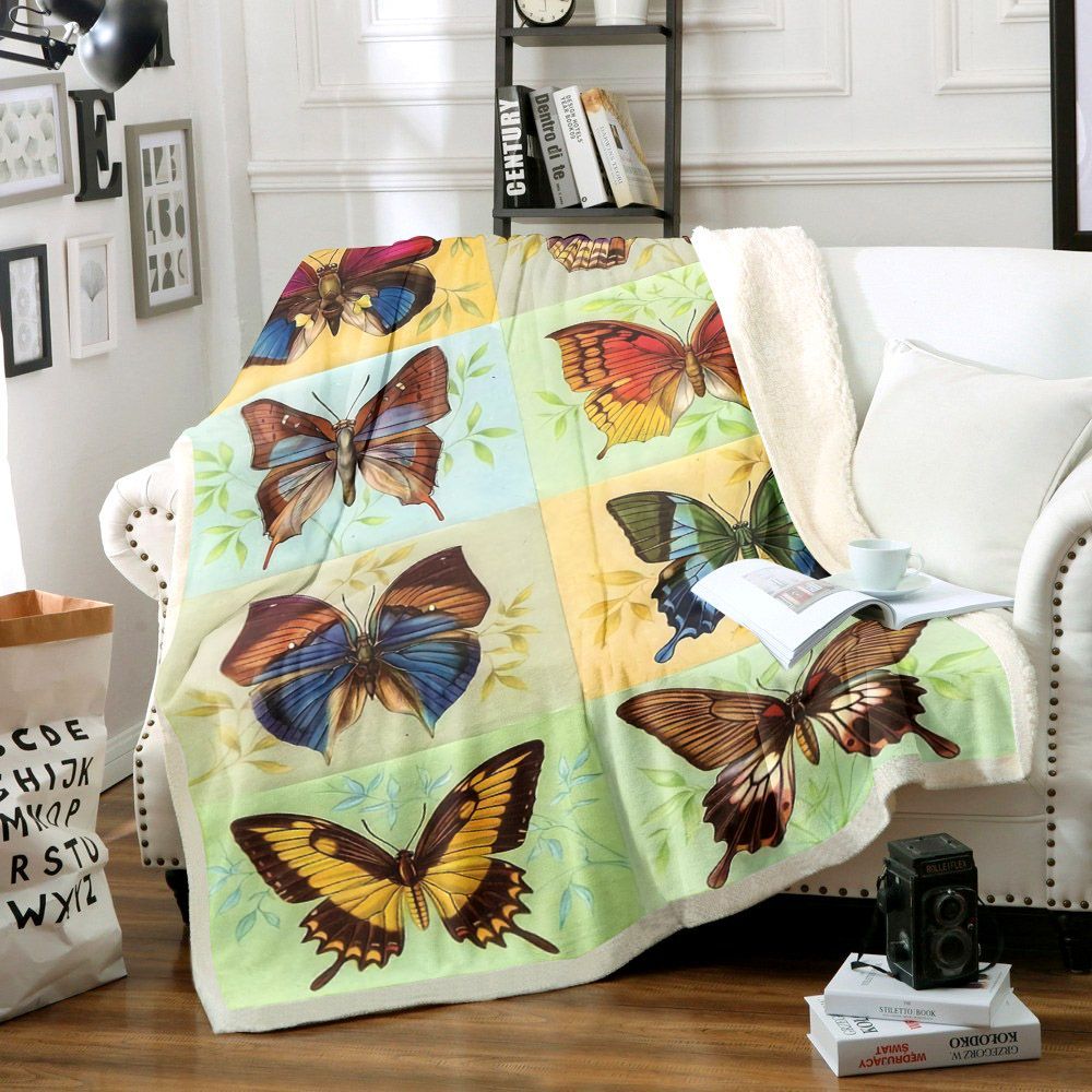 Butterfly Sherpa Fleece Blanket