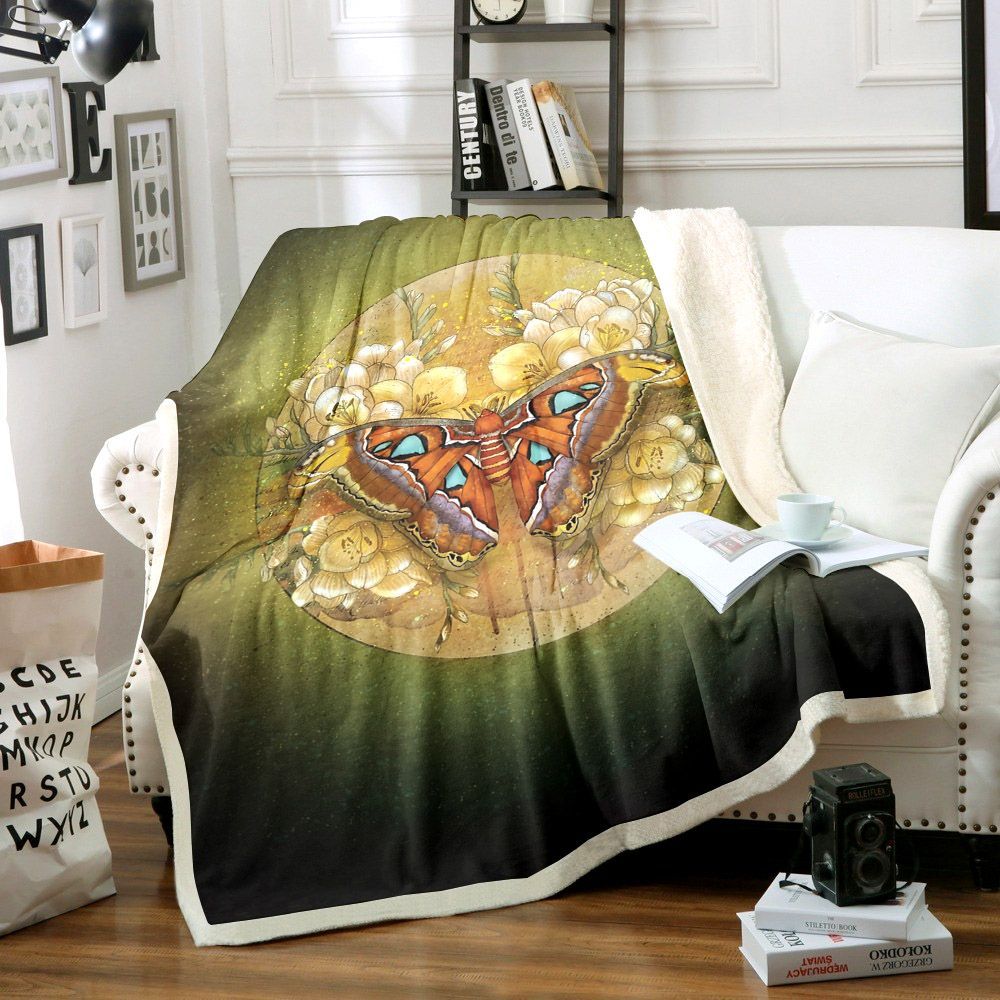 Butterfly Sherpa Fleece Blanket