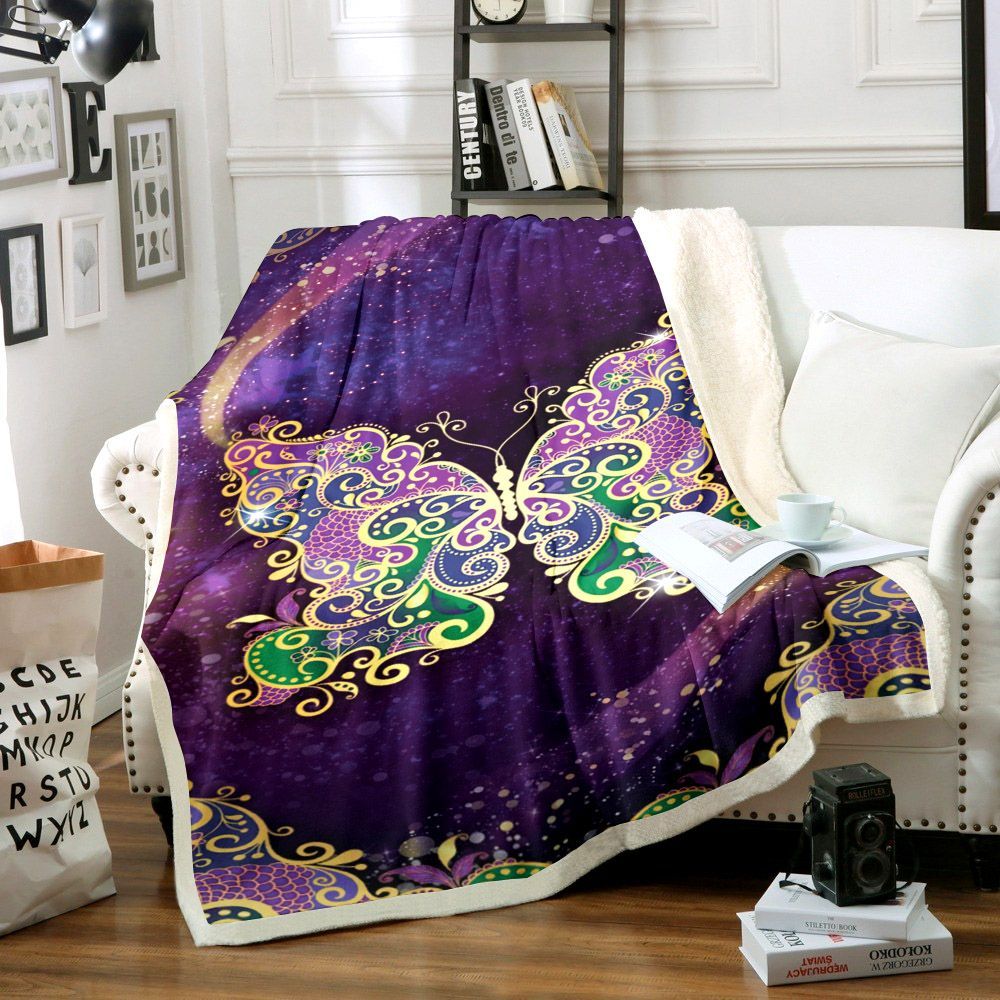 Butterfly Sherpa Fleece Blanket