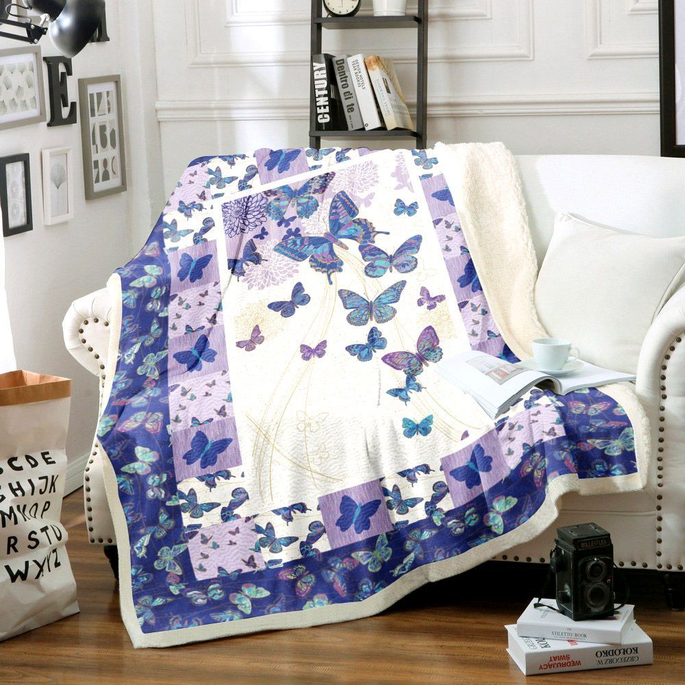 Butterfly Sherpa Fleece Blanket