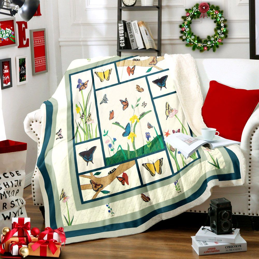 Butterfly Sherpa Fleece Blanket