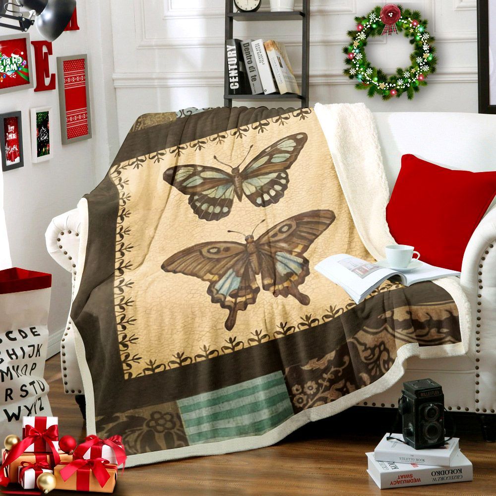 Butterfly Sherpa Fleece Blanket