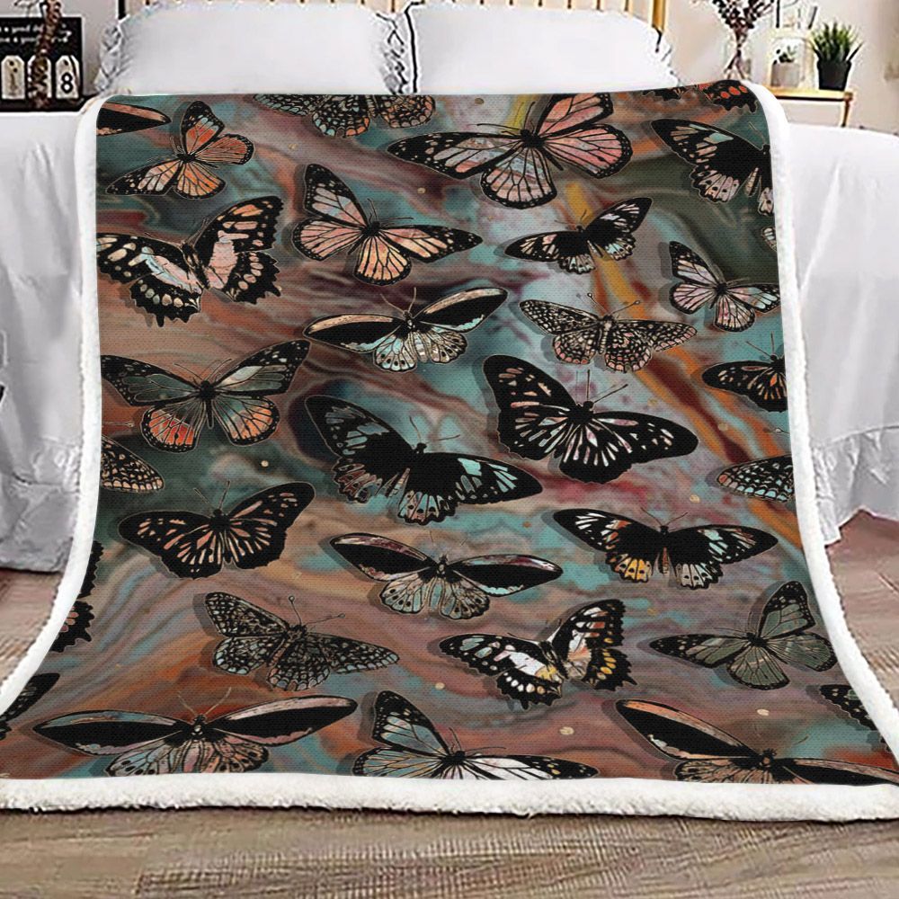Butterfly Sherpa Fleece Blanket