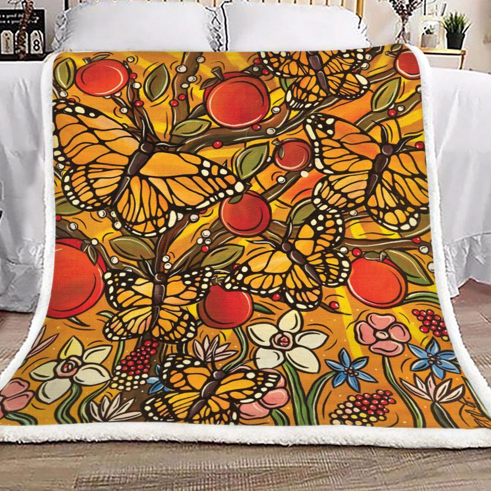 Butterfly Sherpa Fleece Blanket