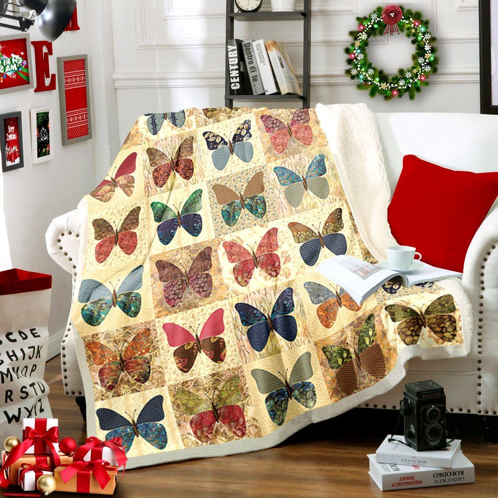 Butterfly Sherpa Fleece Blanket