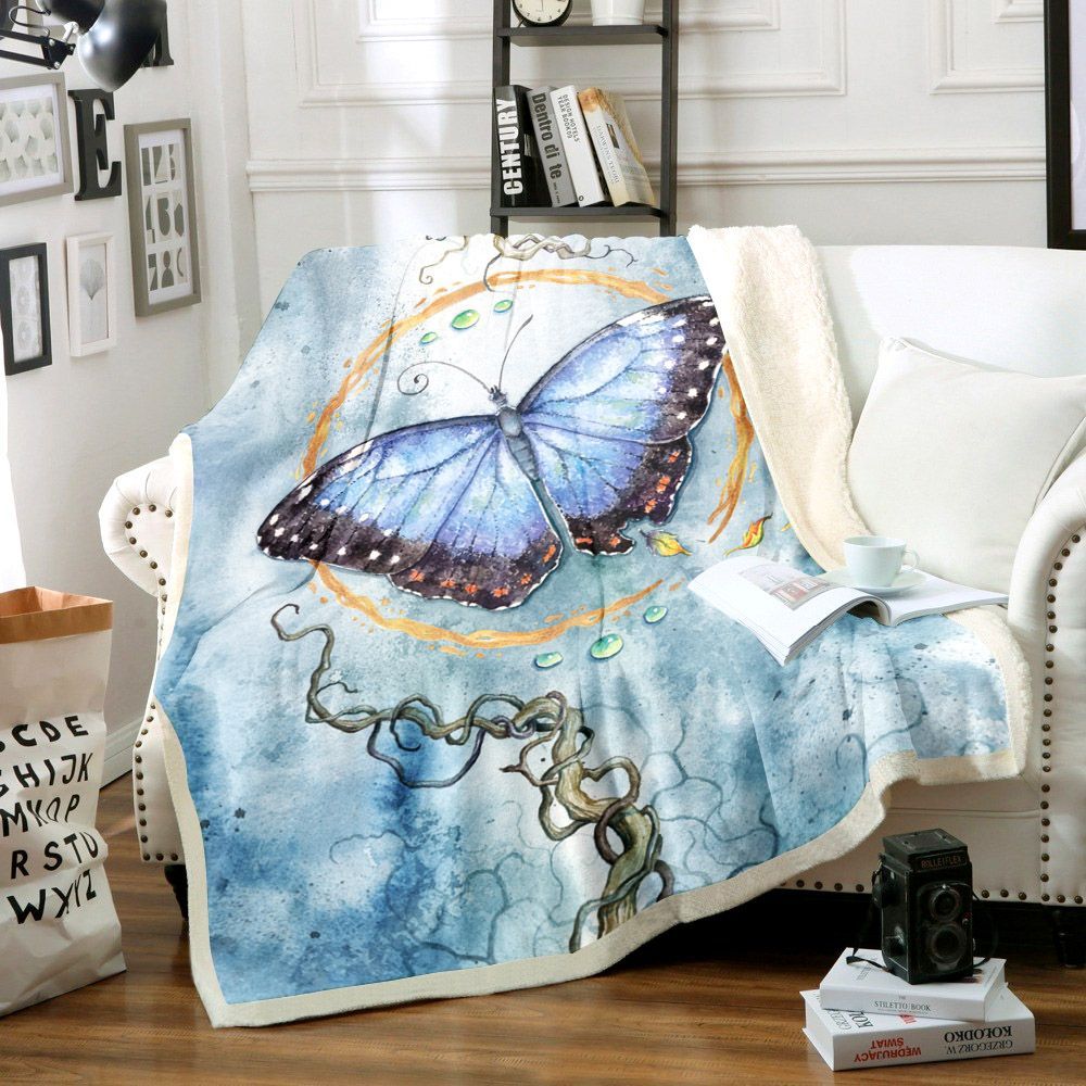 Butterfly Sherpa Fleece Blanket