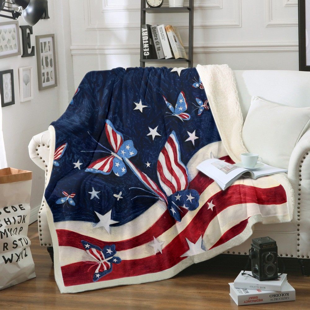 Butterfly Sherpa Fleece Blanket