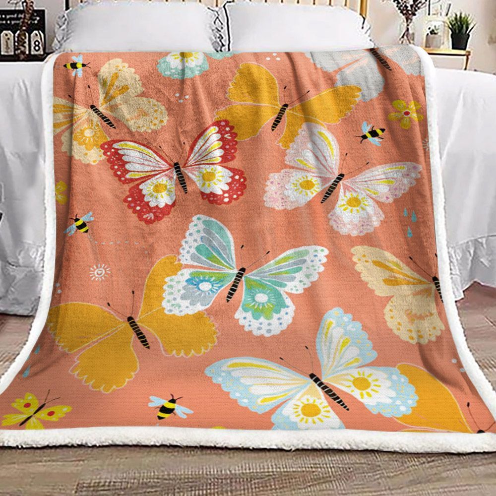Butterfly Sherpa Fleece Blanket