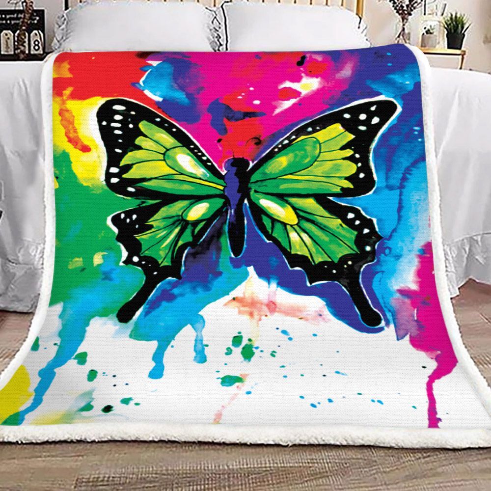 Butterfly Sherpa Fleece Blanket