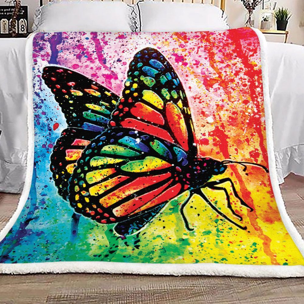 Butterfly Sherpa Fleece Blanket