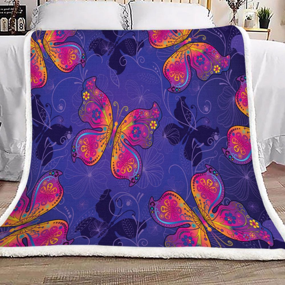 Butterfly Sherpa Fleece Blanket