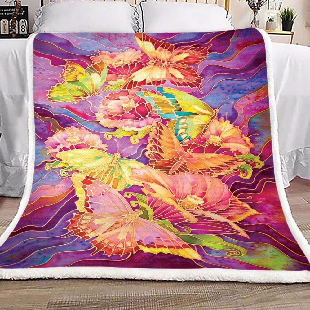 Butterfly Sherpa Fleece Blanket