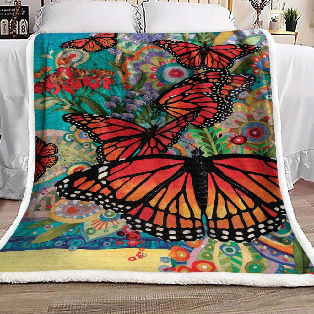 Butterfly Sherpa Fleece Blanket