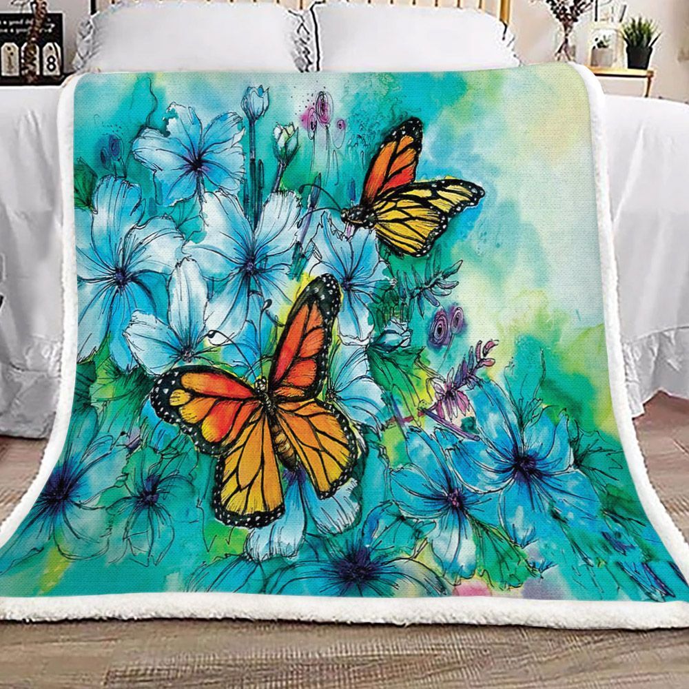 Butterfly Sherpa Fleece Blanket