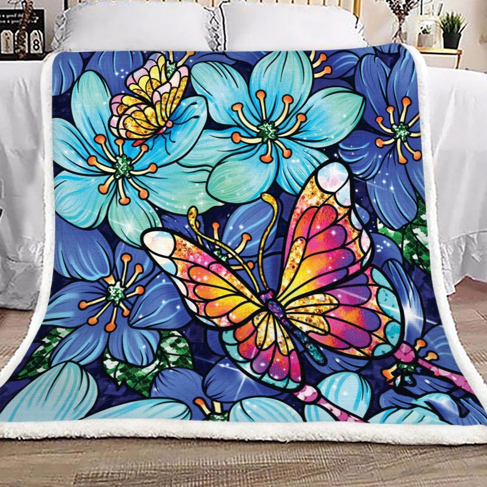 Butterfly Sherpa Fleece Blanket