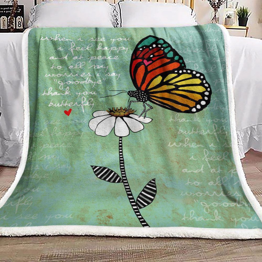 Butterfly Sherpa Fleece Blanket