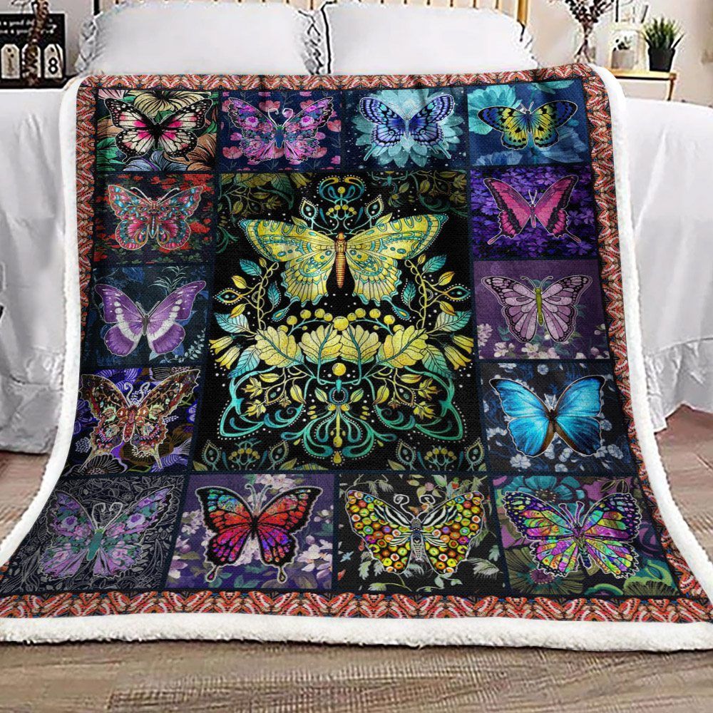 Butterfly Sherpa Fleece Blanket