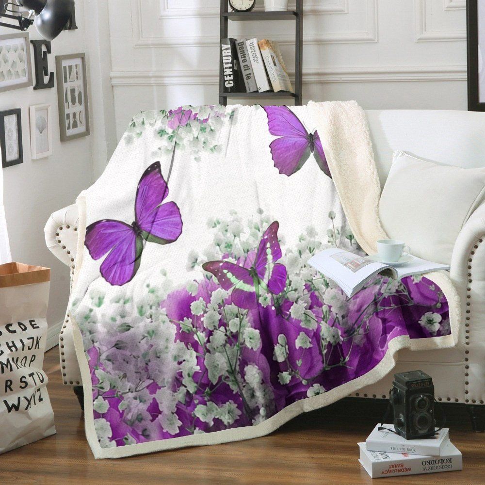 Butterfly Sherpa Fleece Blanket