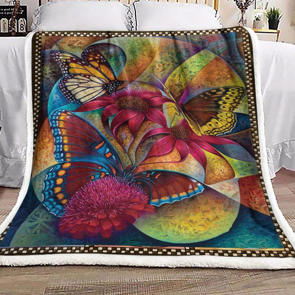 Butterfly Sherpa Fleece Blanket