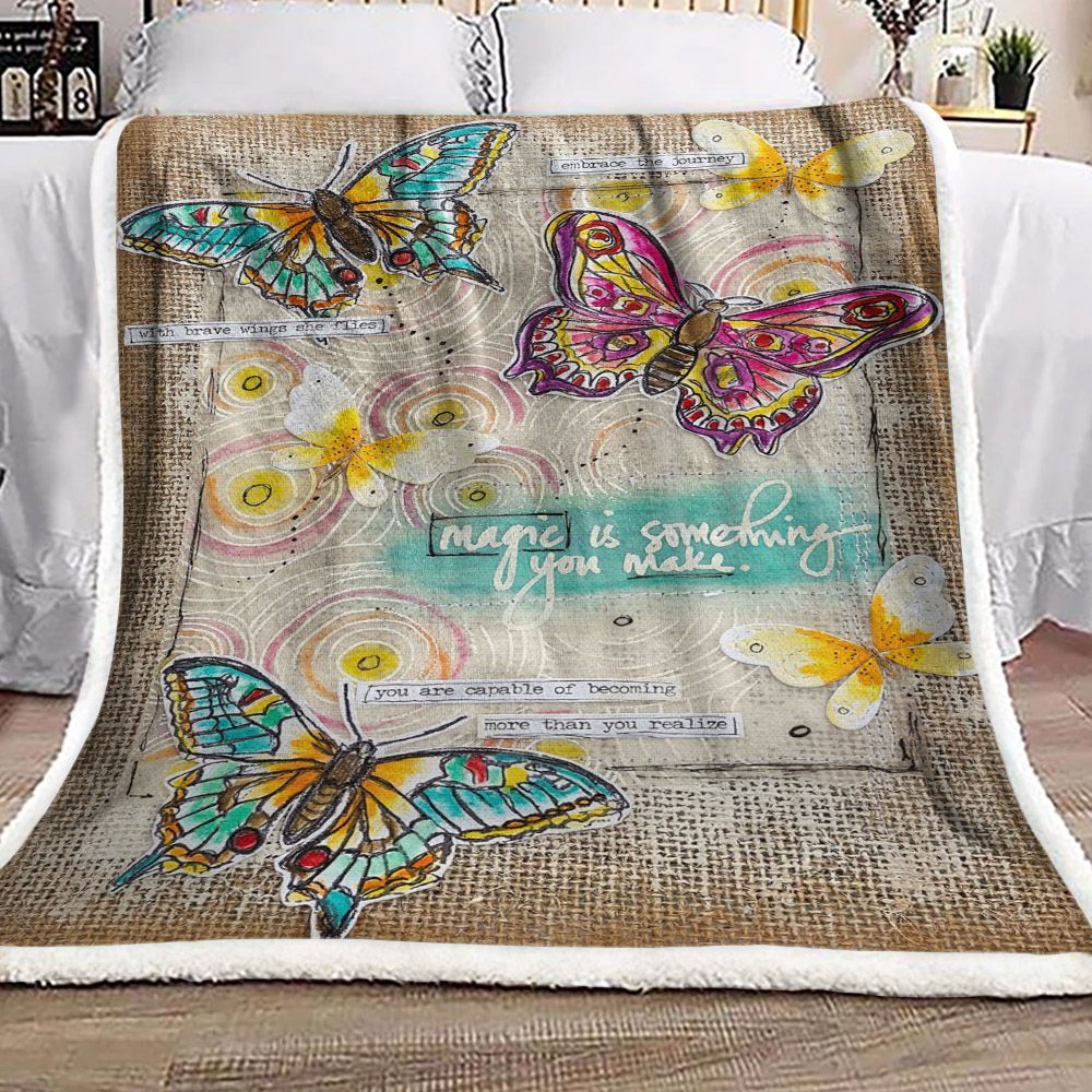 Butterfly Sherpa Fleece Blanket