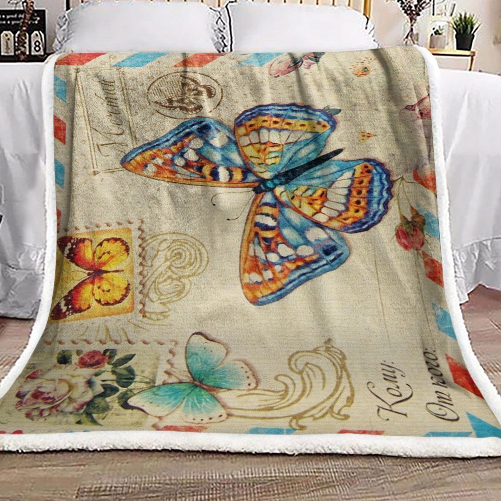 Butterfly Sherpa Fleece Blanket