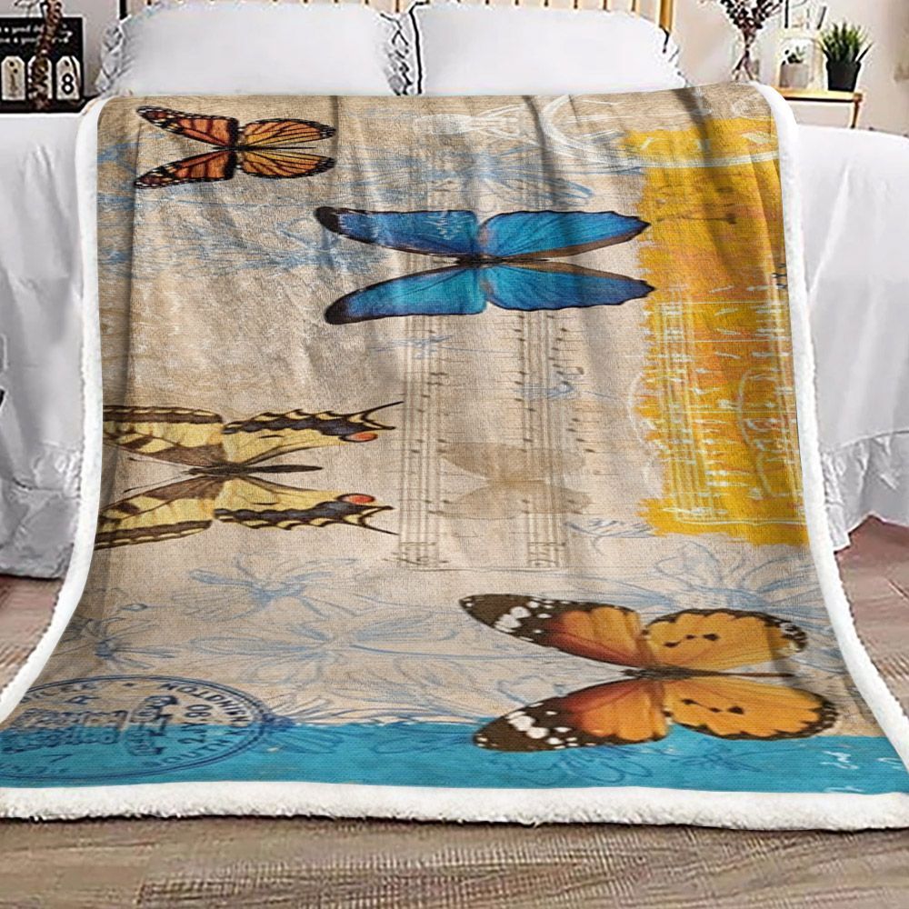 Butterfly Sherpa Fleece Blanket