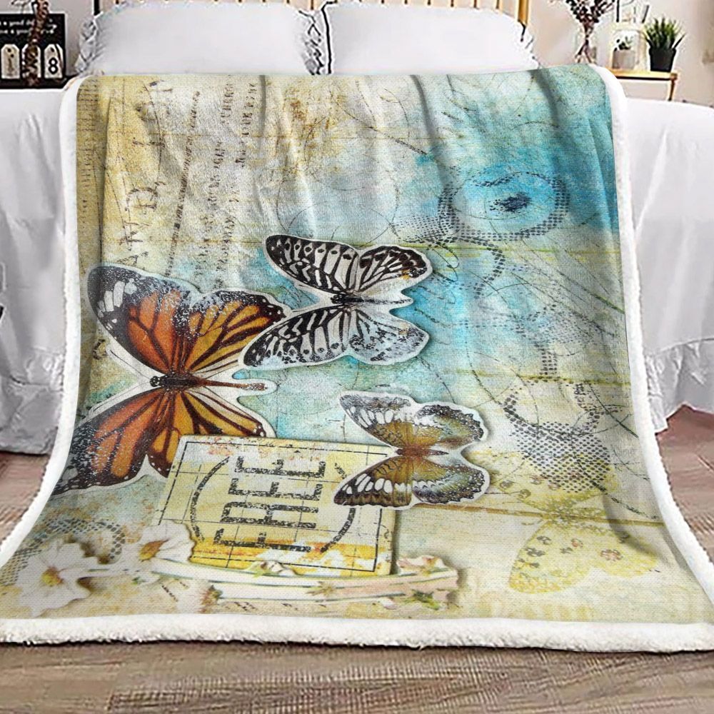 Butterfly Sherpa Fleece Blanket
