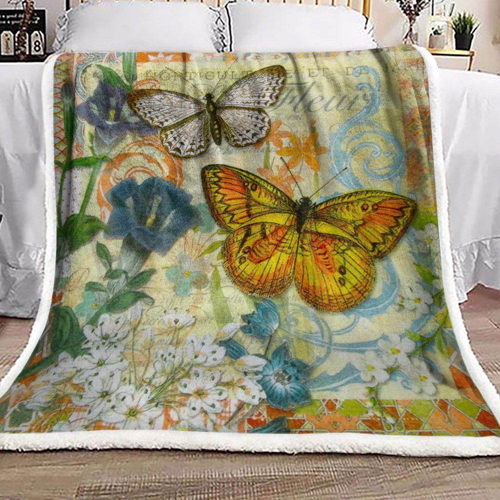 Butterfly Sherpa Fleece Blanket