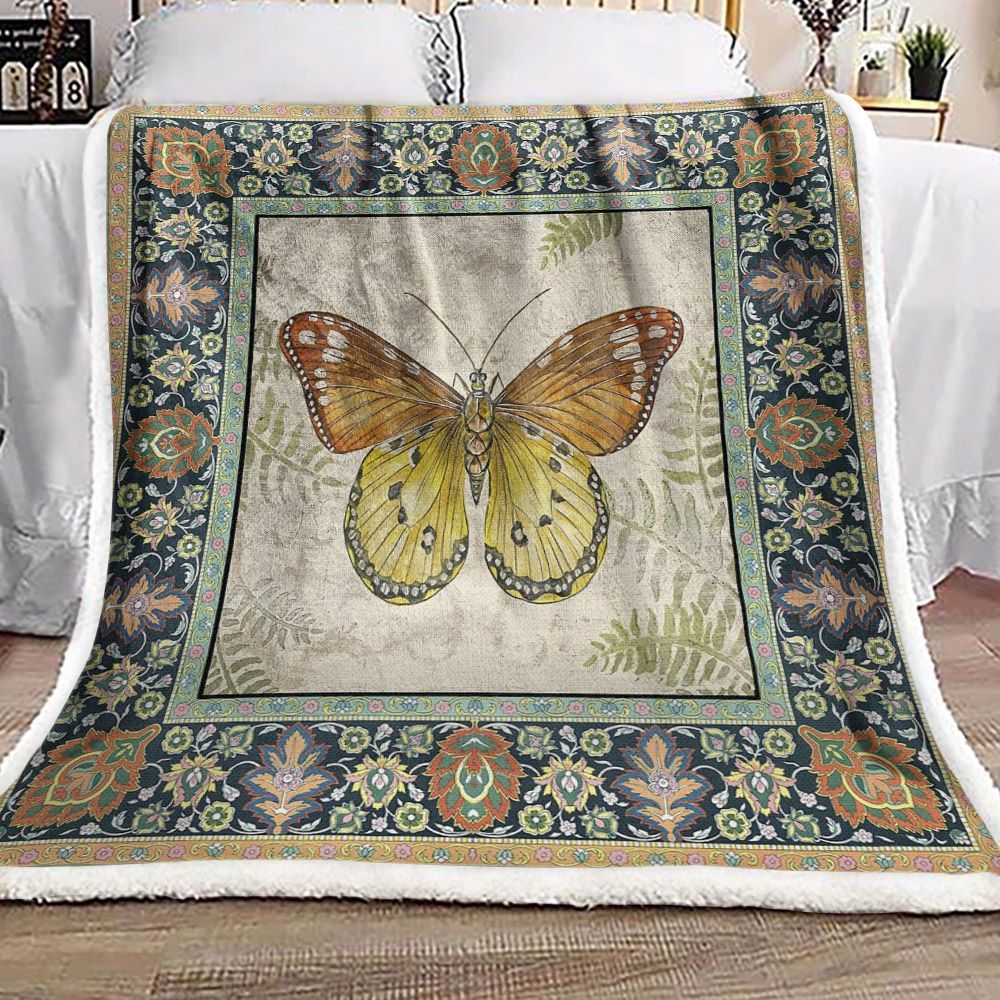 Butterfly Sherpa Fleece Blanket